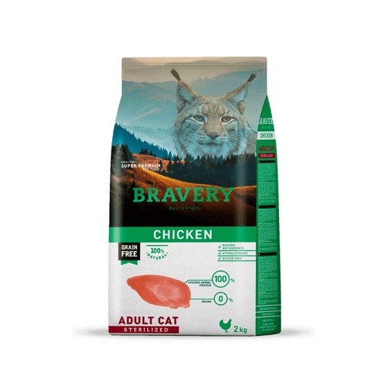 BRAVERY ADULT Cat  / Sans Céréales au Poulet Stérilisé 7KG