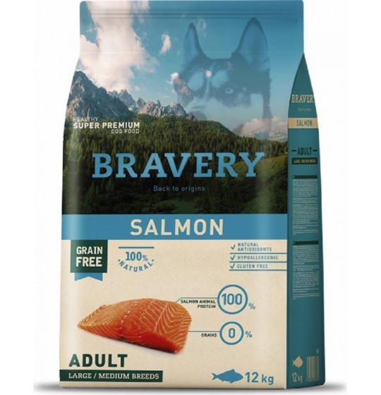 BRAVERY adulte saumon SANS CEREALES 12kg