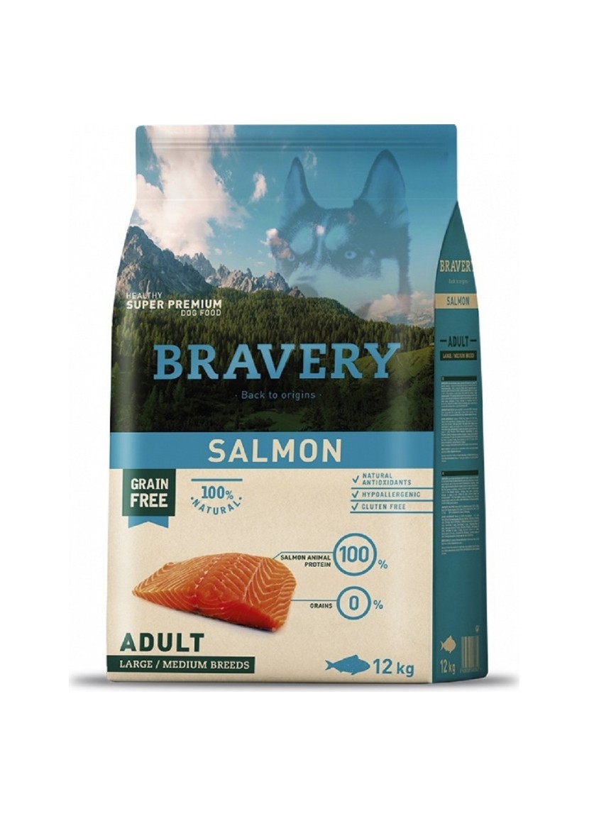 BRAVERY adulte saumon SANS CEREALES 12kg