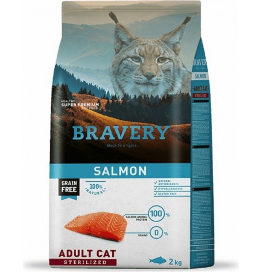 BRAVERY Sterilized Cat Sans Céréales au Saumon pour Chat Adulte Stérilisé 7kg