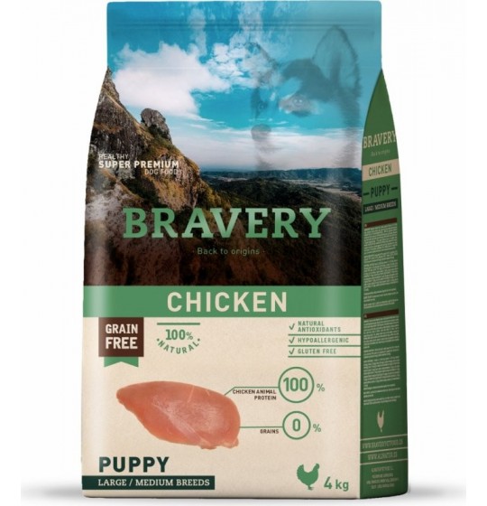 BRAVERY Puppy Medium & Large Sans Céréales Poulet